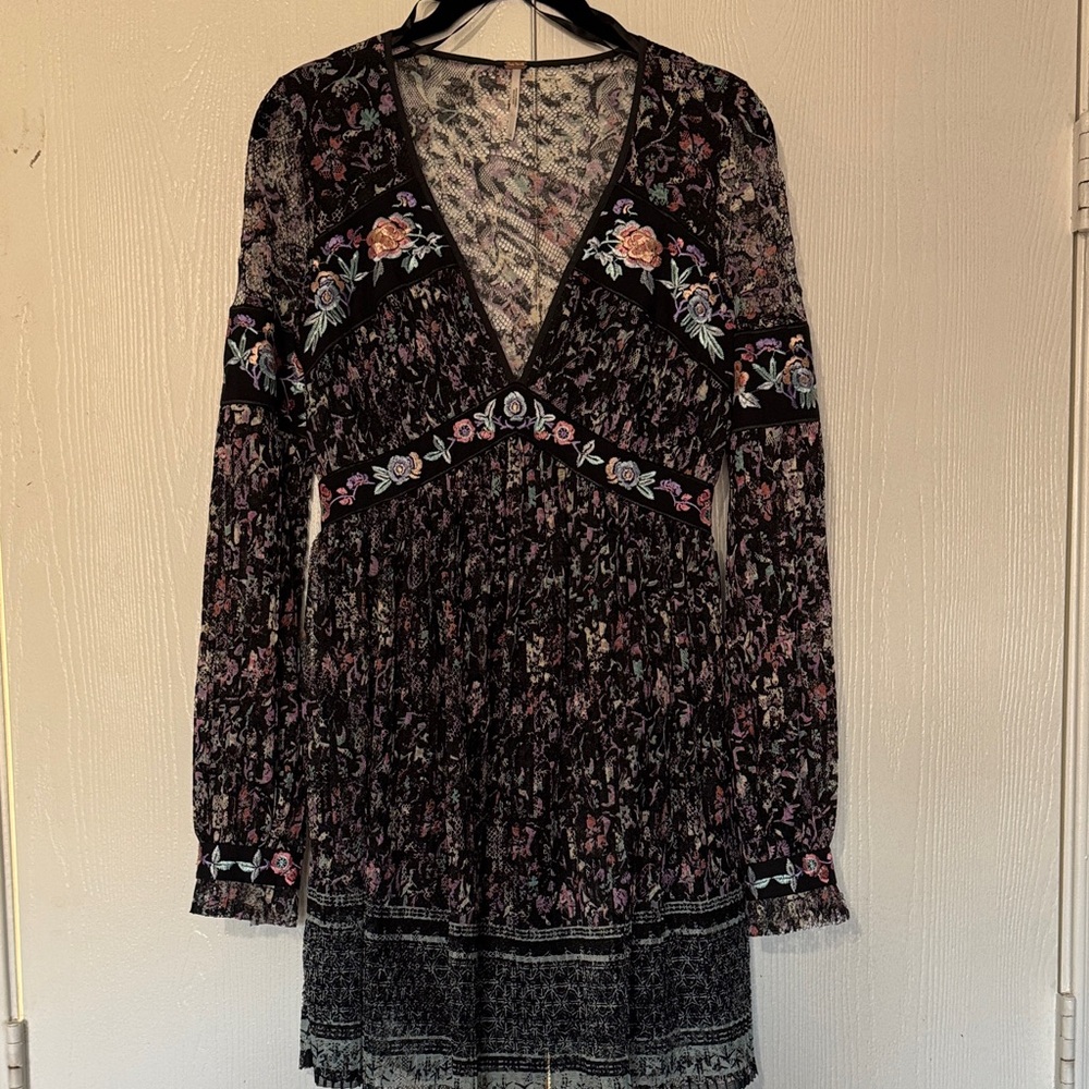 Free People Black Floral Mini Dress